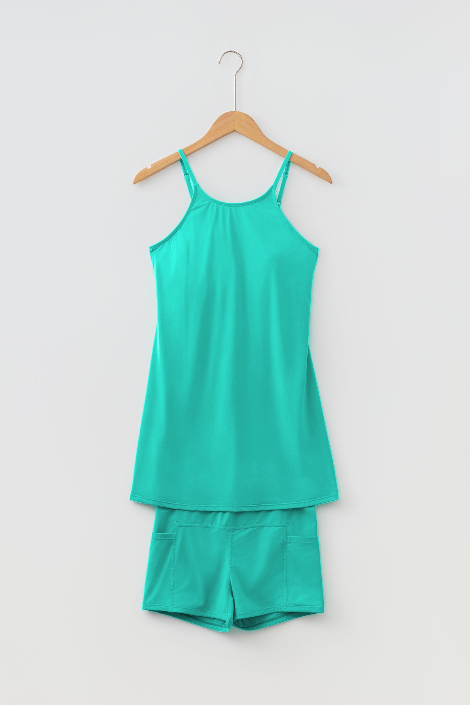 Solid Color Tunic Tank Dress With Shorts