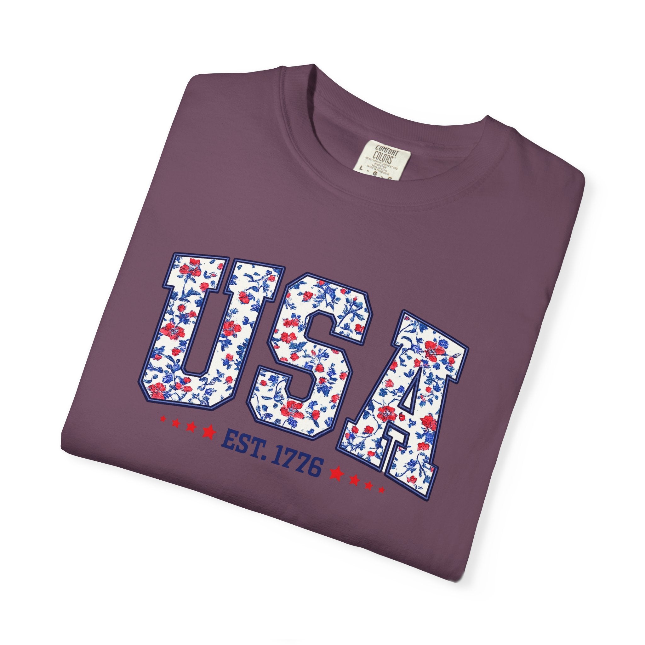 USA Floral Patriotic T-Shirt — EST. 1776