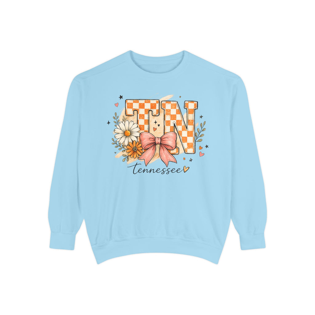 Tennessee Floral TN Sweatshirt — Checkerboard Bow State Pride Pullover
