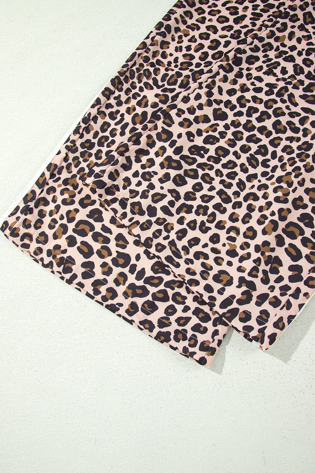 Leopard Print Side Striped Detail Casual Wide Leg Pants