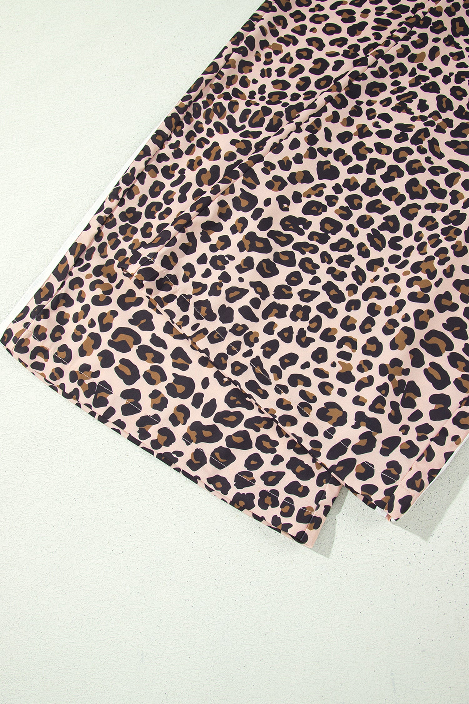 Leopard Print Side Striped Detail Casual Wide Leg Pants