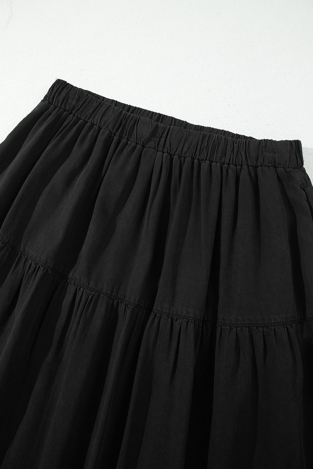 Elastic Waist Tiered Maxi Skirt