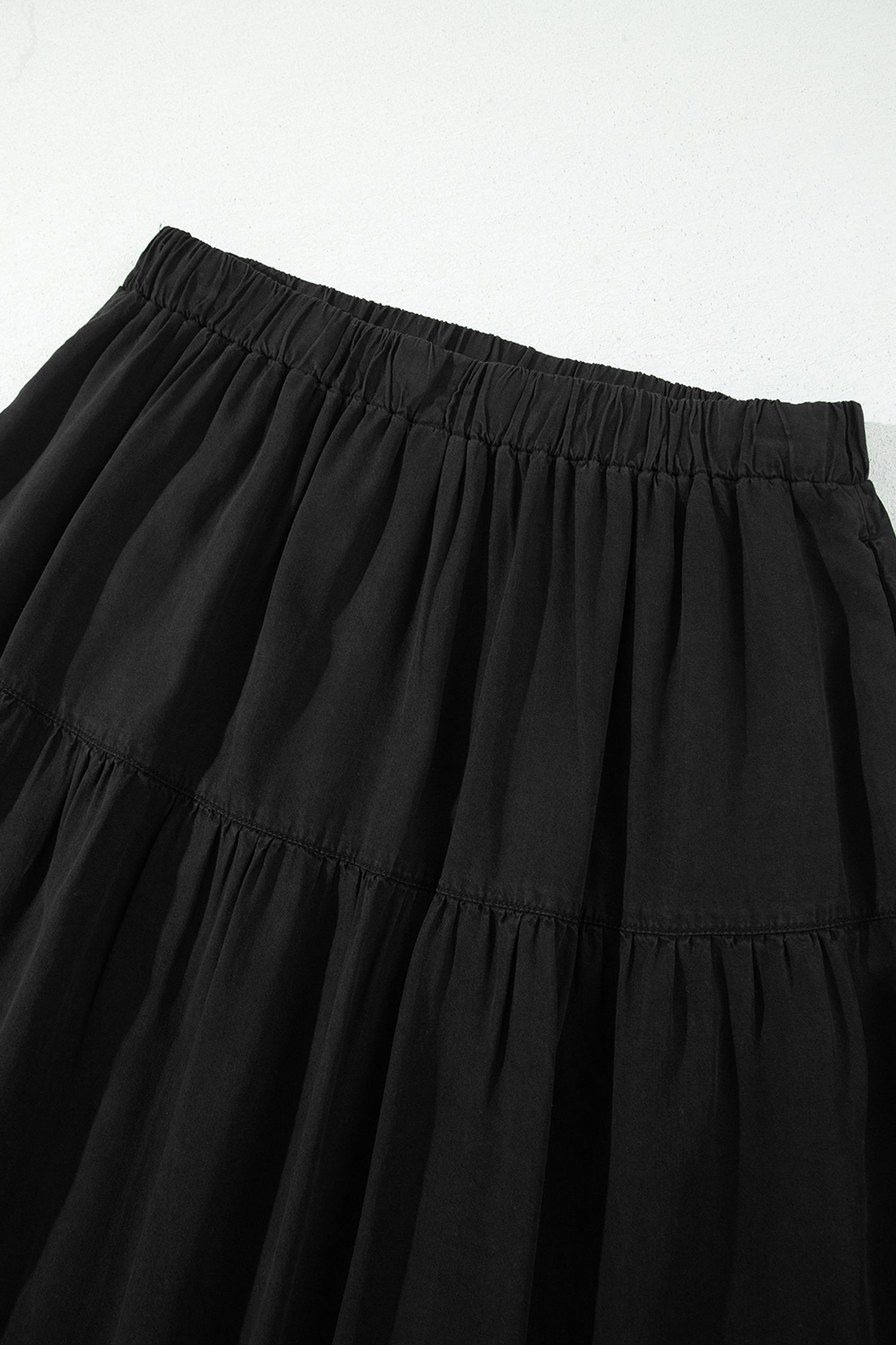 Elastic Waist Tiered Maxi Skirt
