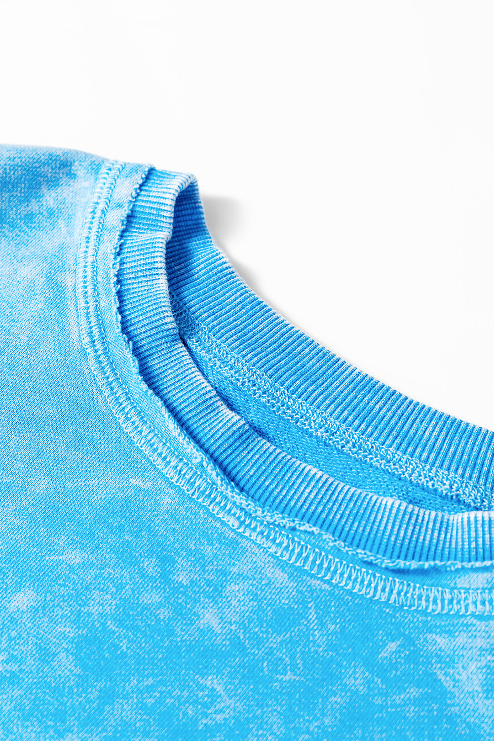 Blue Mineral Wash Raw Seam Double Patched Pocket Sweatshirt
