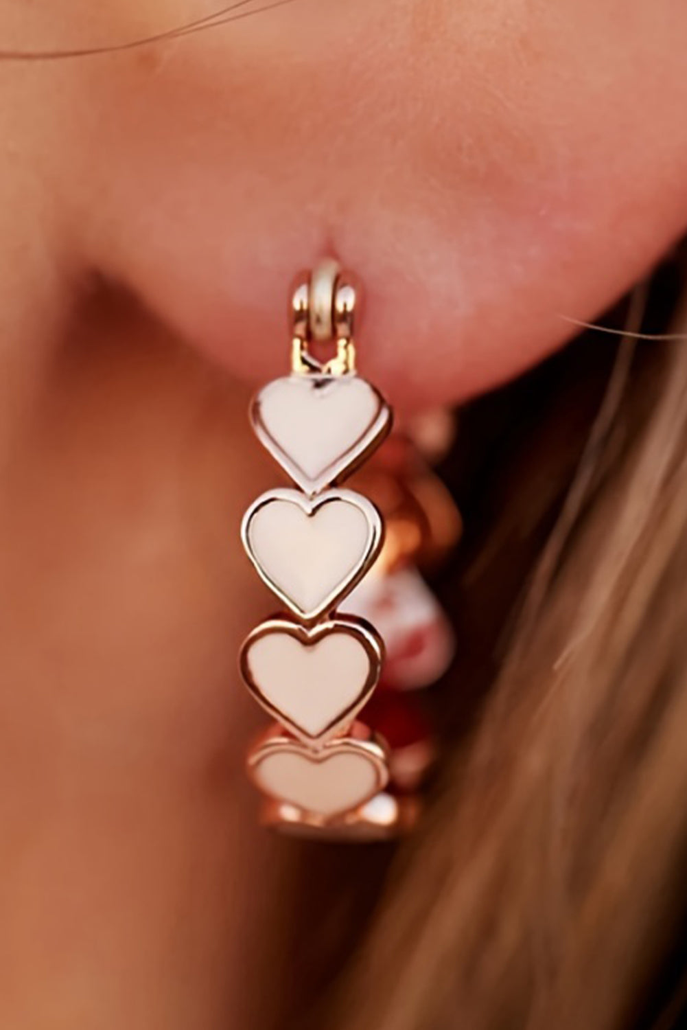 White Heart Shape Small Hook Earrings
