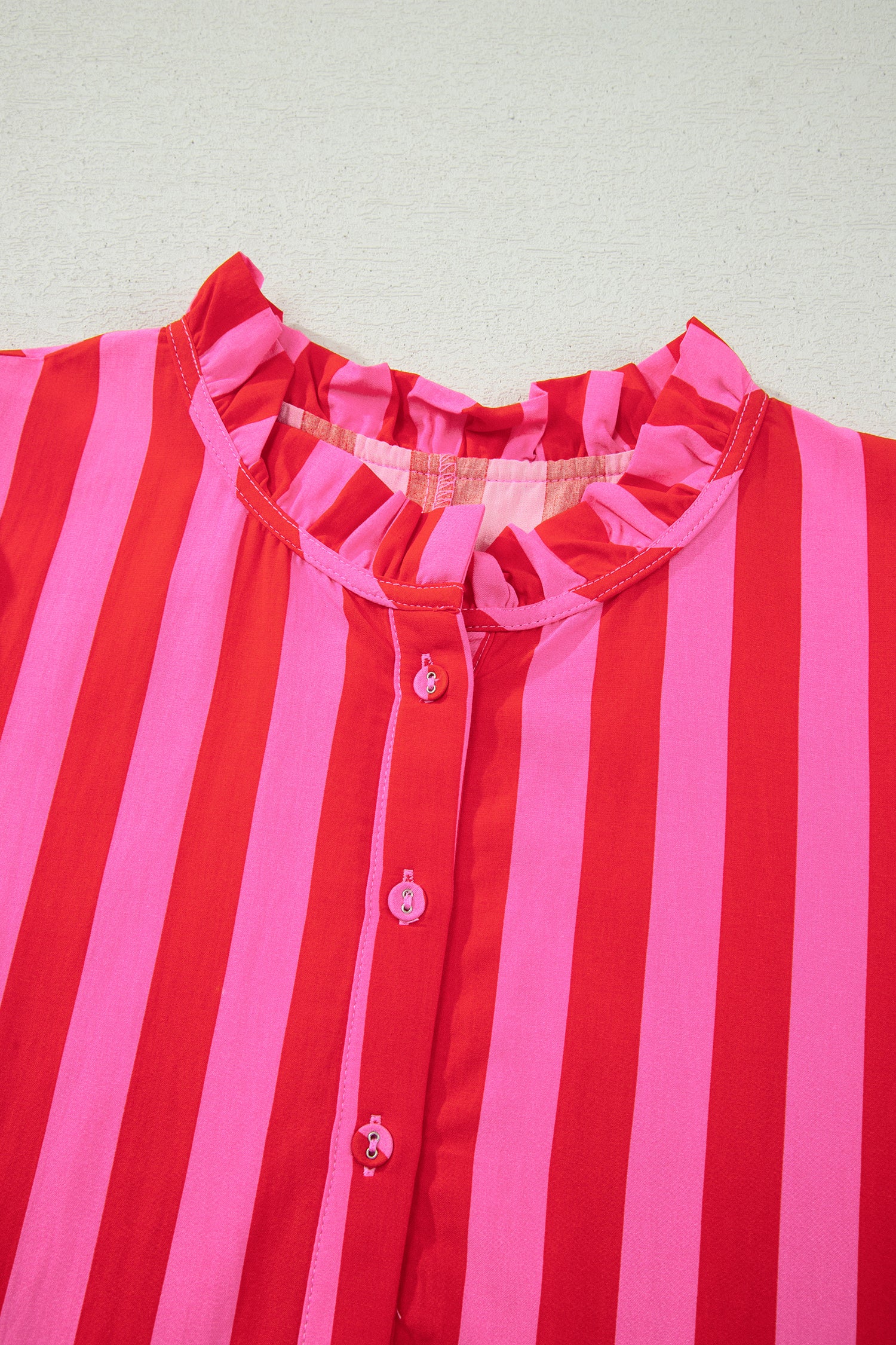 Stripe Collar Button Neck Short Sleeve Curvy Mini Dress