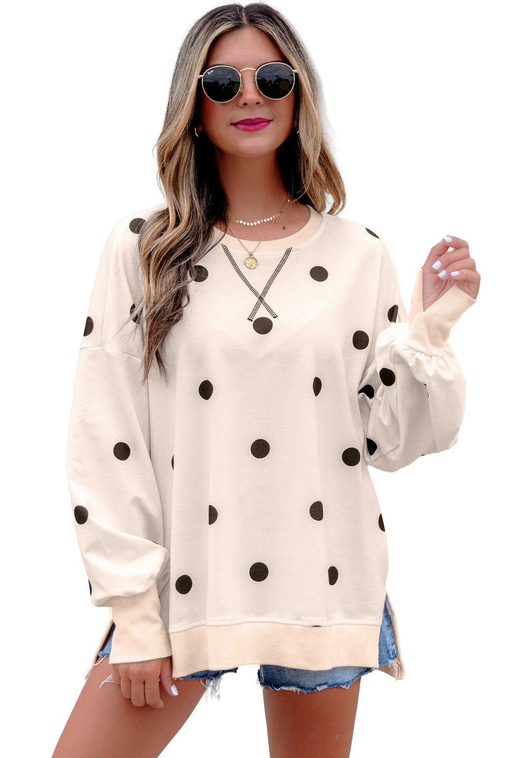 Long Sleeve Polka Dot Top