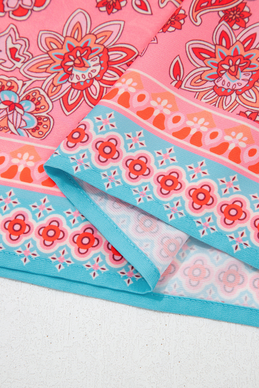 Sky Blue Bohemian Ethnic Print Spaghetti Straps Maxi Dress