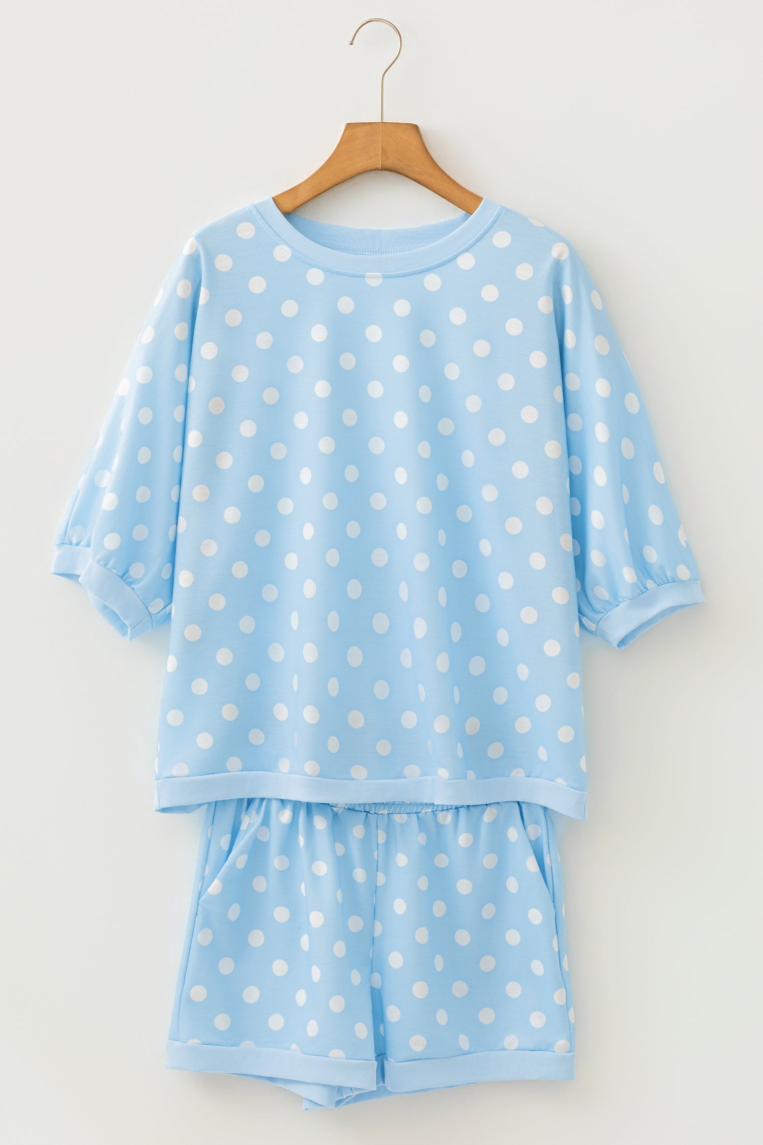 Polka Dot Oversized Top Drawstring Short Set