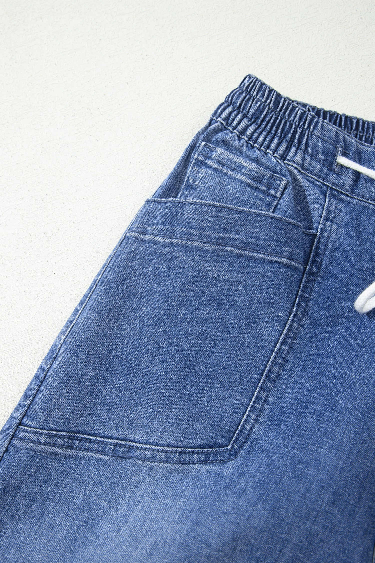 Ashleigh Blue Drawstring Waist Ankle Length Casual Jeans Pocket Detail Denim Pants