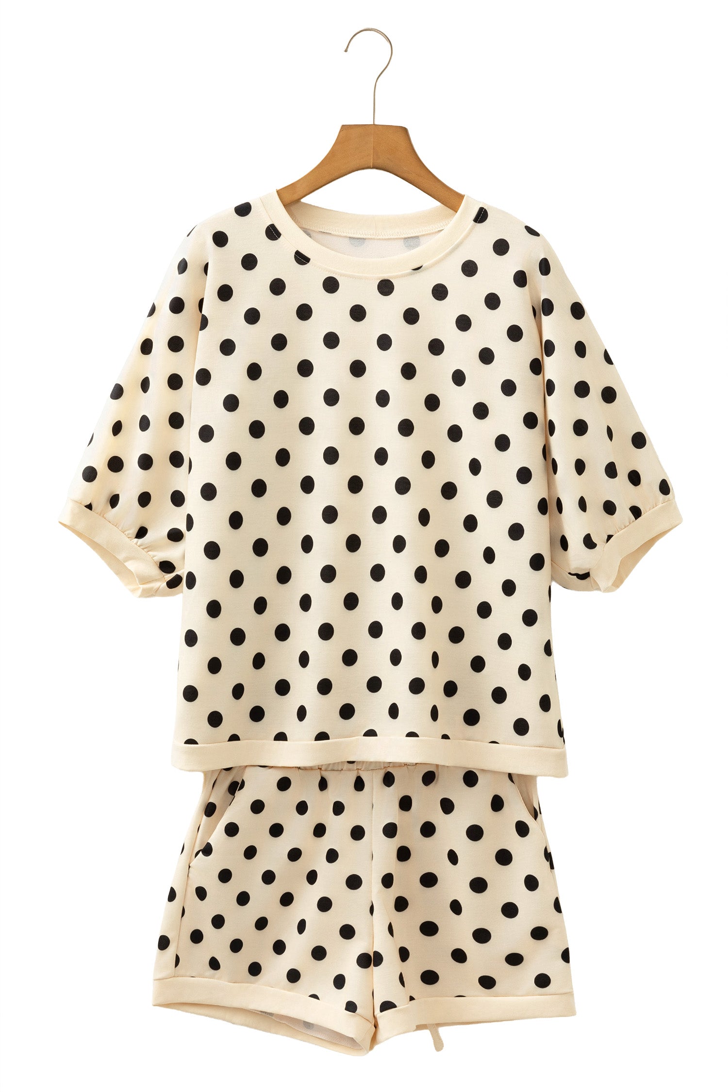 Polka Dot Oversized Top Drawstring Short Set