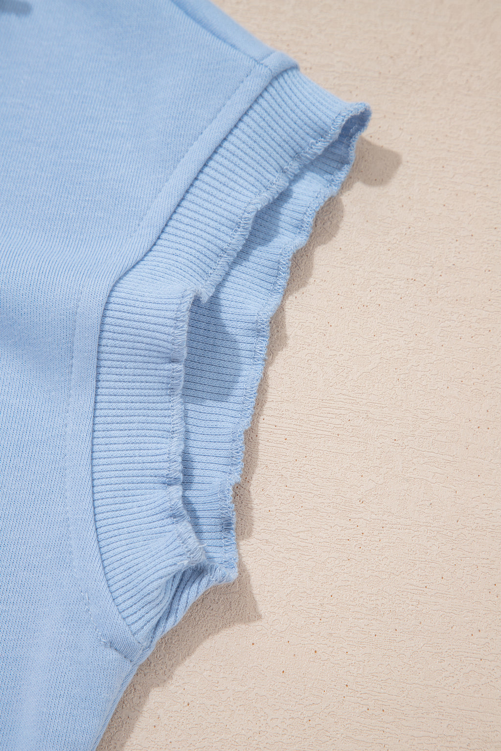 Sky Blue Lace Accent Zipped Collar Two Piece Set