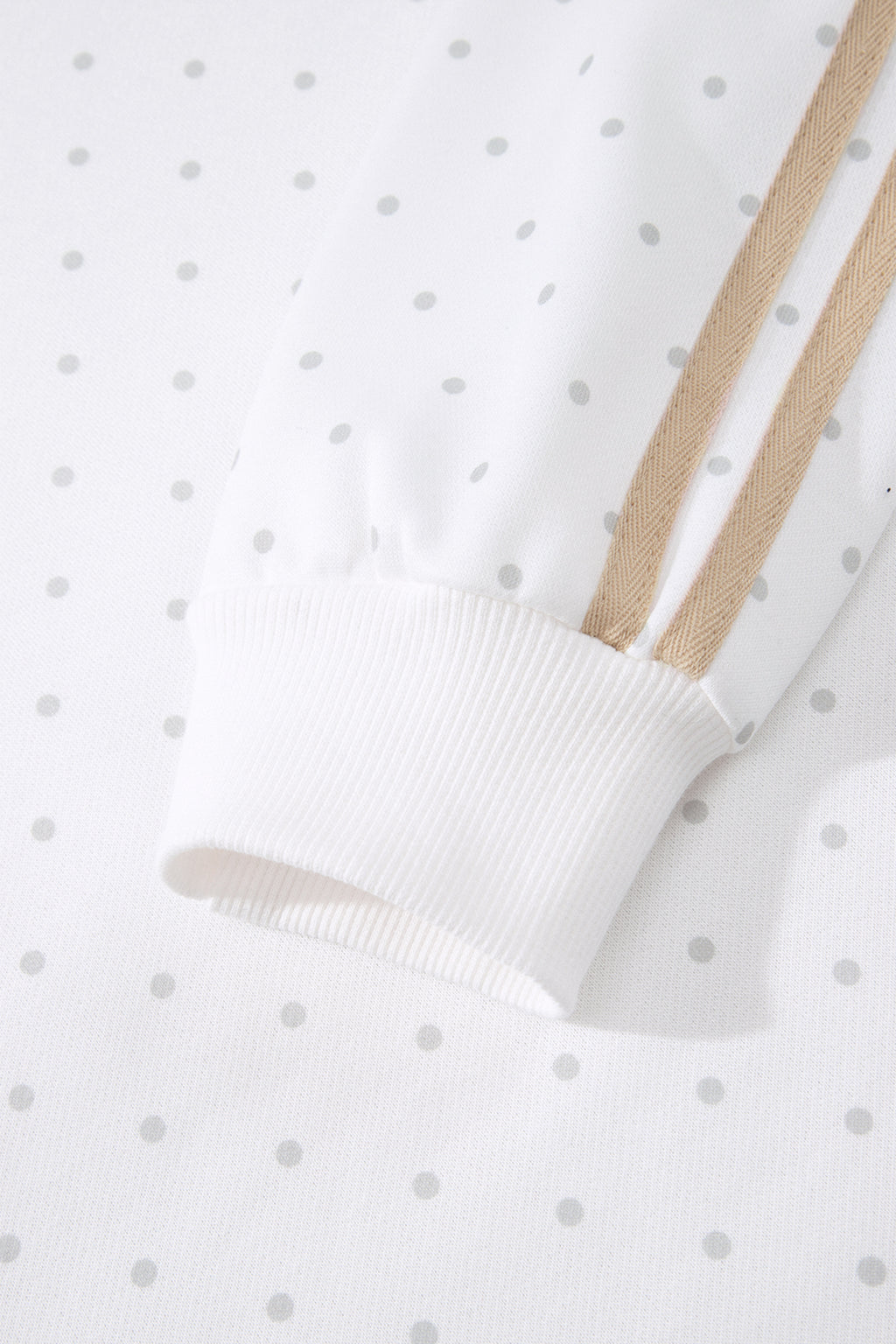 White Polka Dot Print Side Stripe Two Piece Set