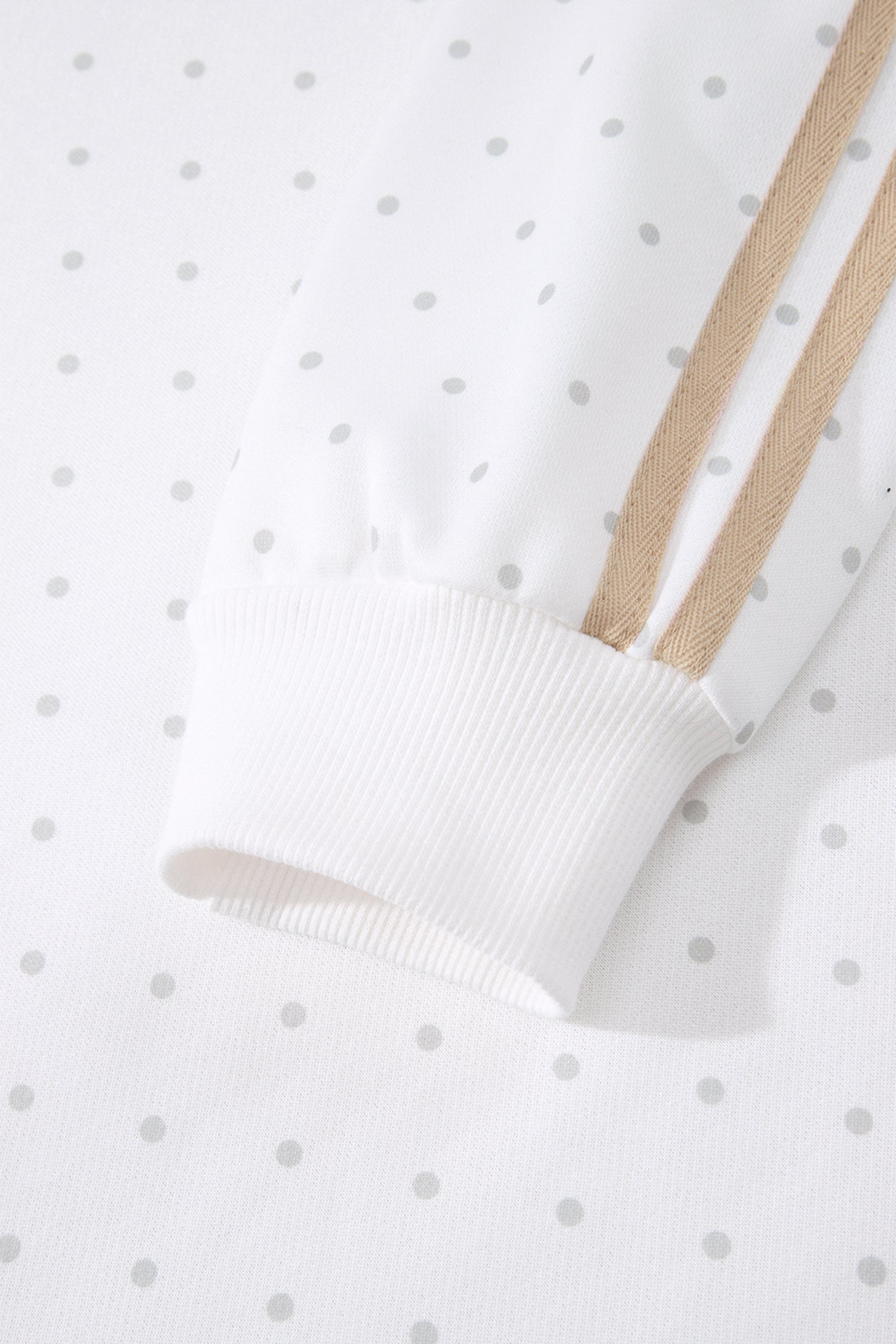White Polka Dot Print Side Stripe Two Piece Set