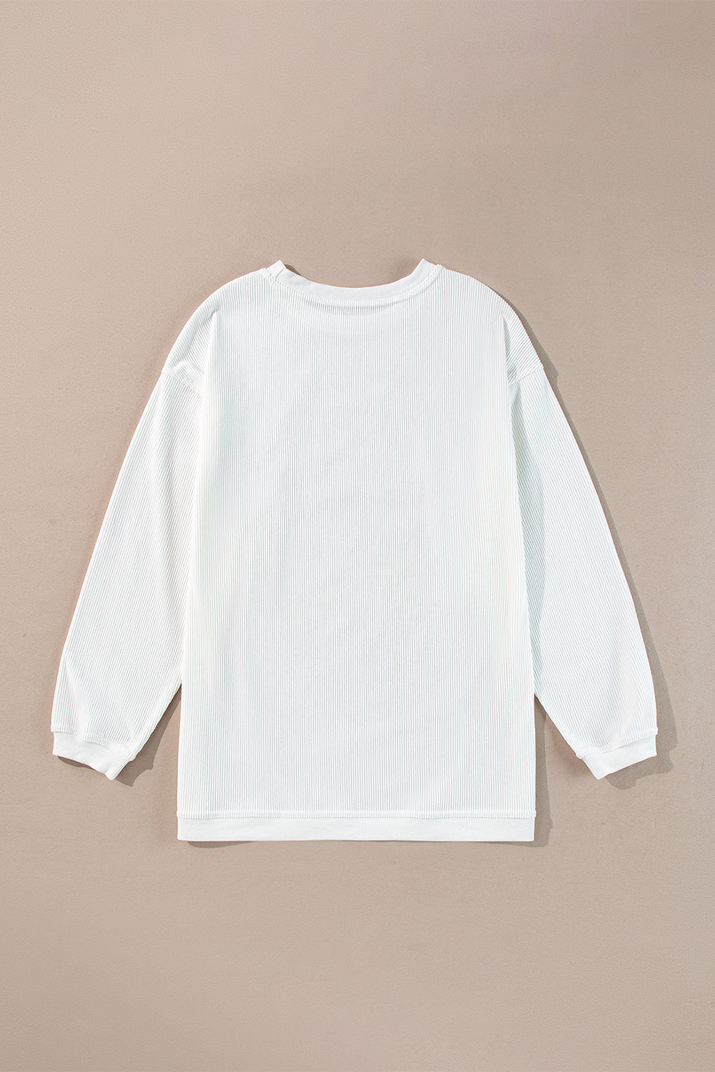 White Glittering Heart Printed Corded Sweatshirt