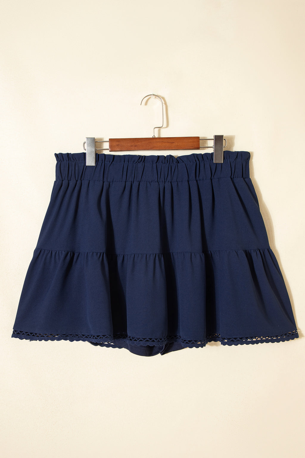 Plus Size Frilled Elastic Waist Lace Trim Boho Ruffled Skort