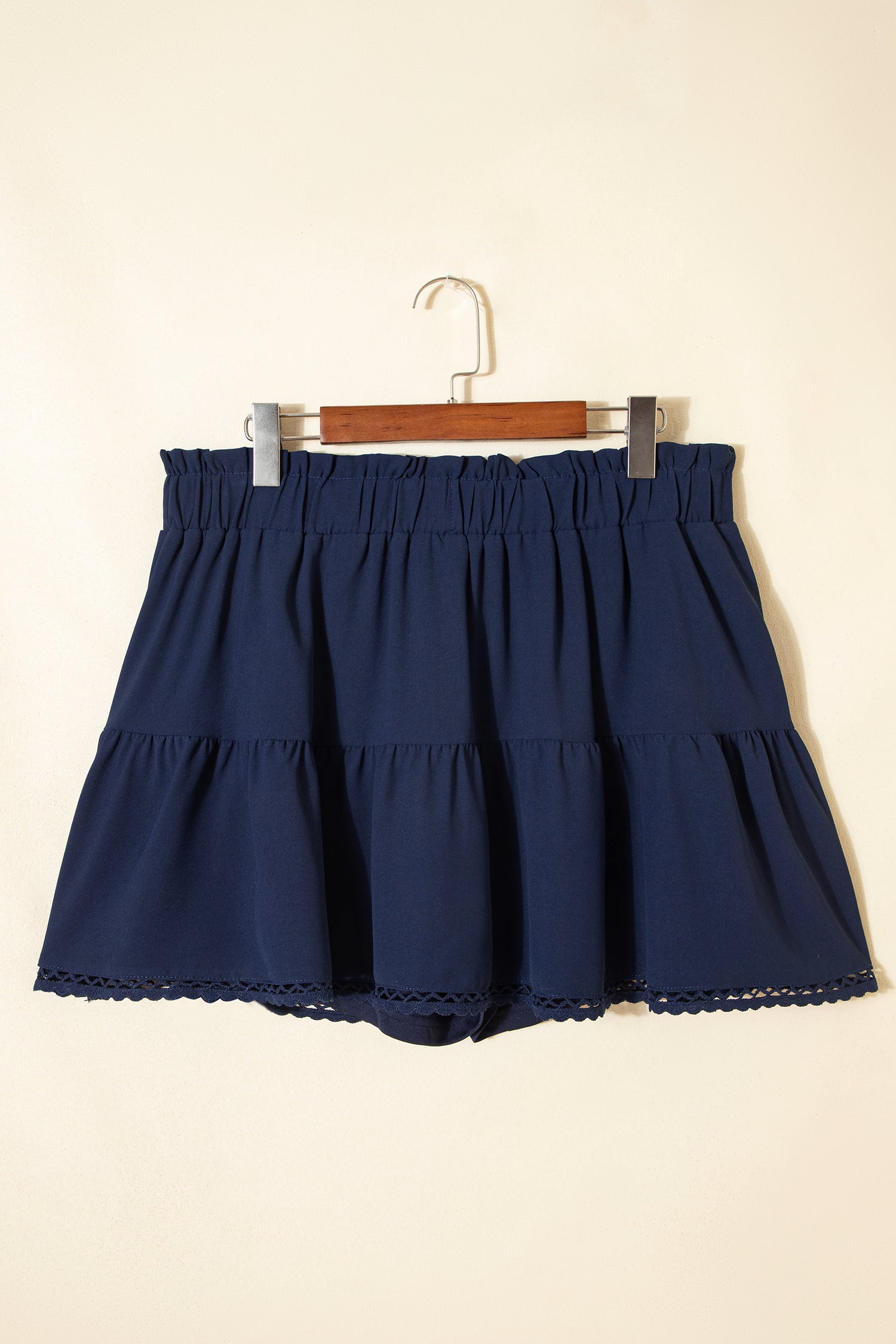 Plus Size Frilled Elastic Waist Lace Trim Boho Ruffled Skort