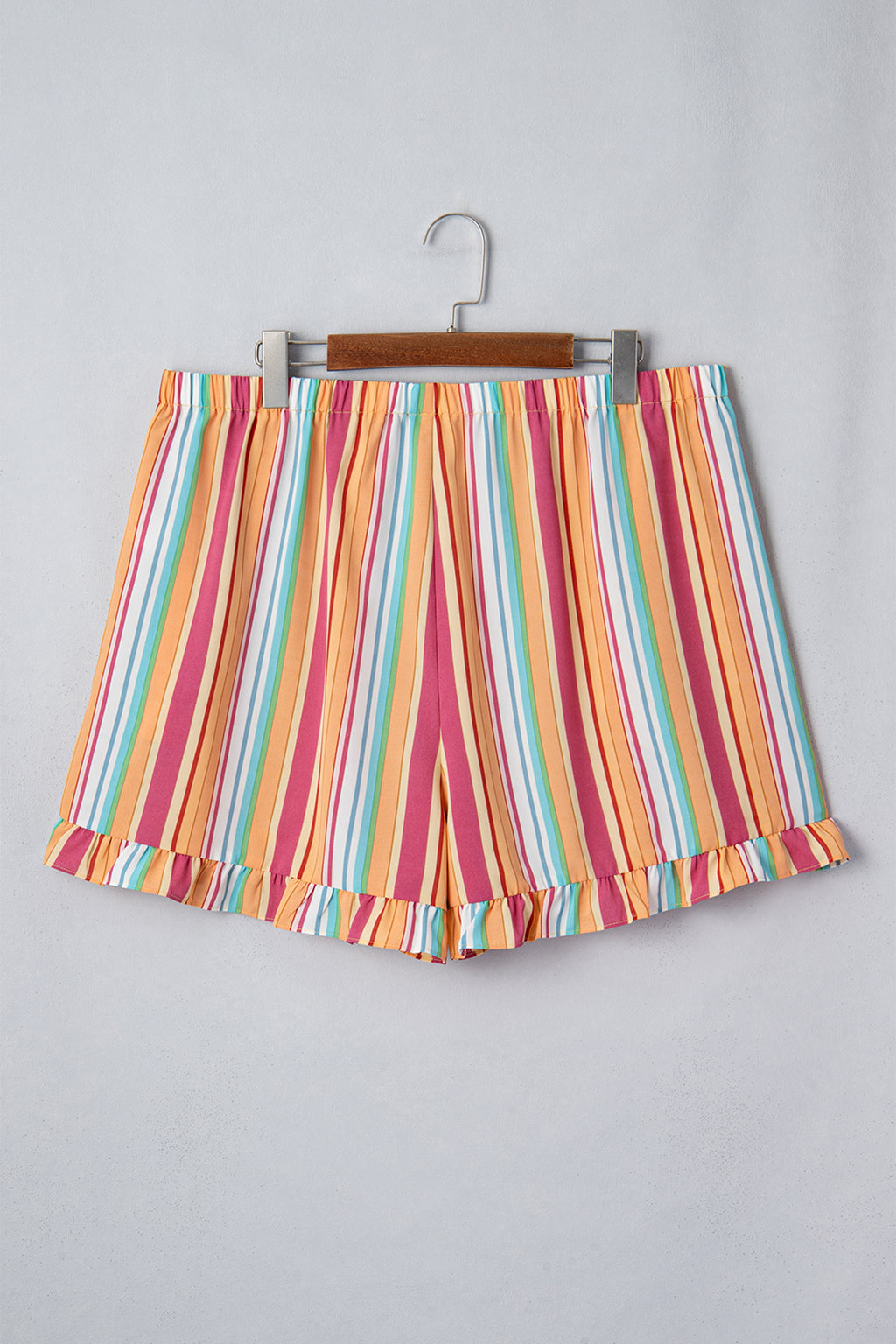 Plus Size Elastic Waist Ruffle Hem Shorts