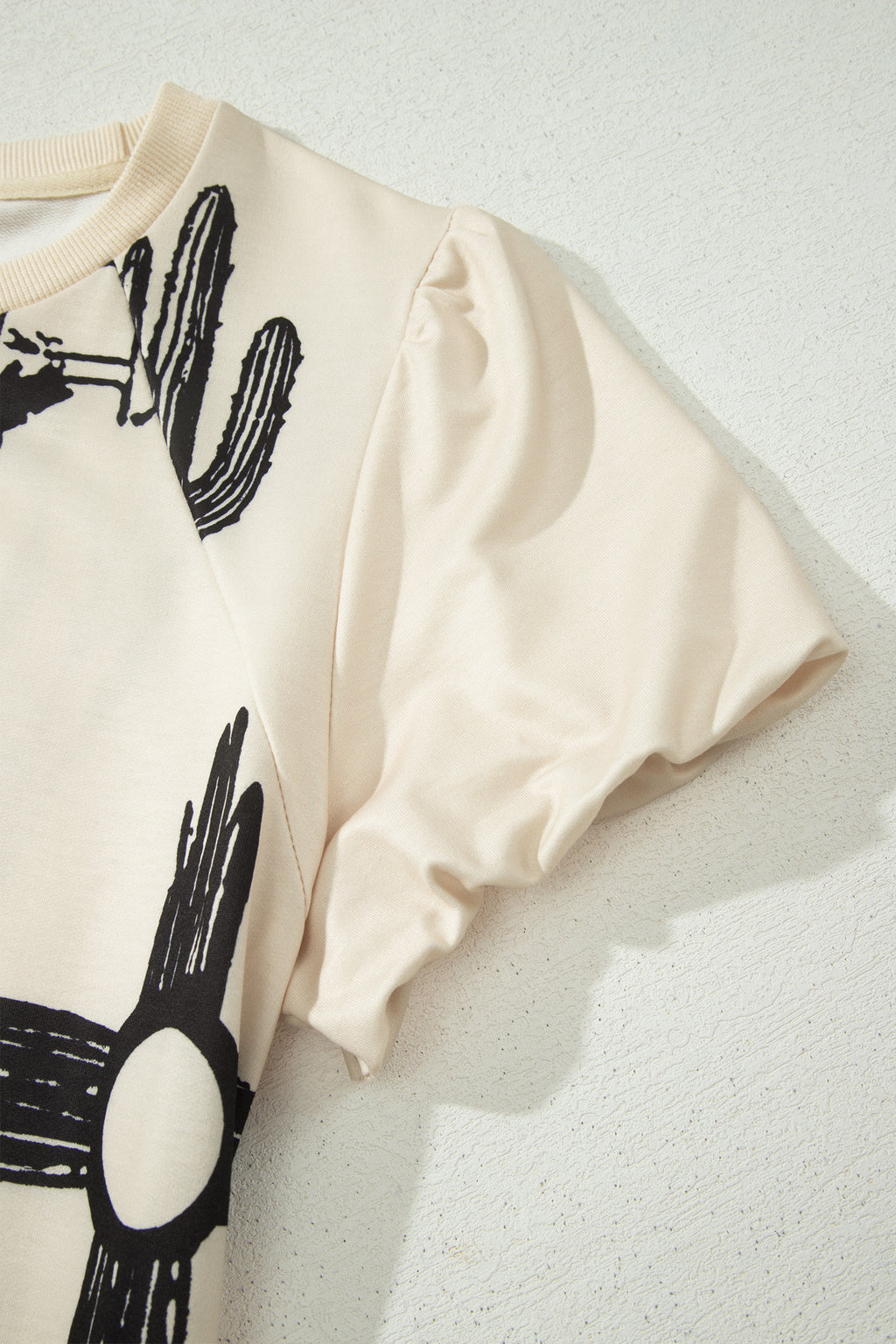 Beige Retro Western Print Top