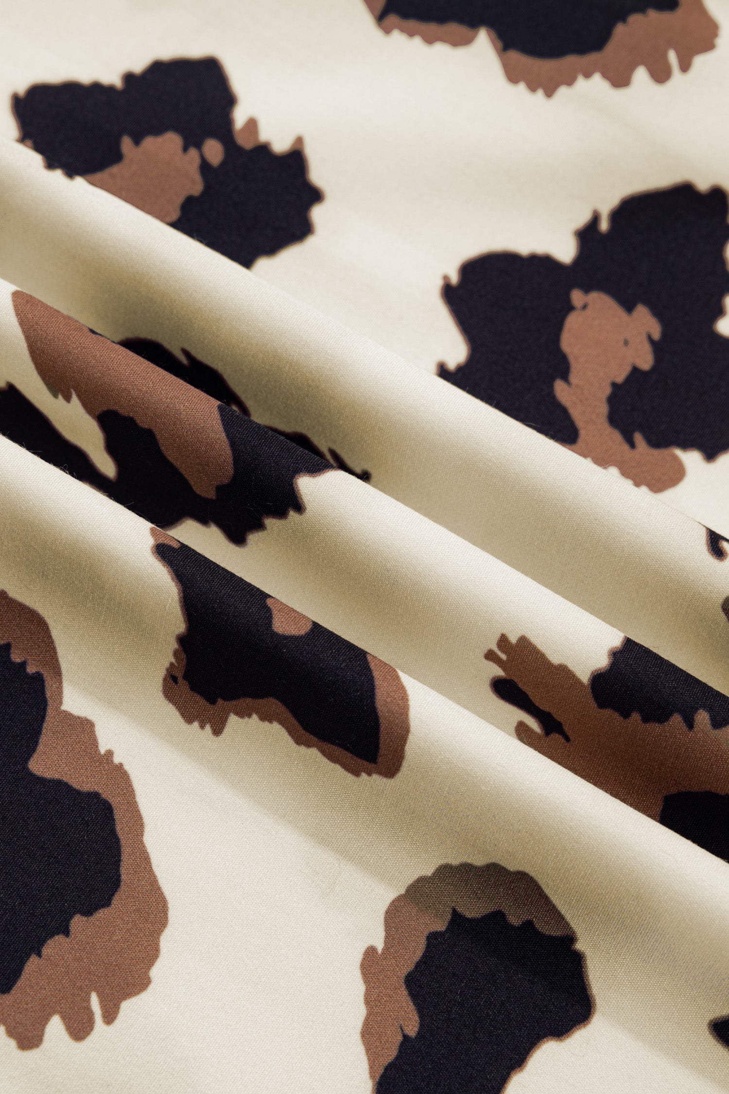 Plus Size Leopard Print Frilled Color Block Trim Button Down Short Sleeve Top