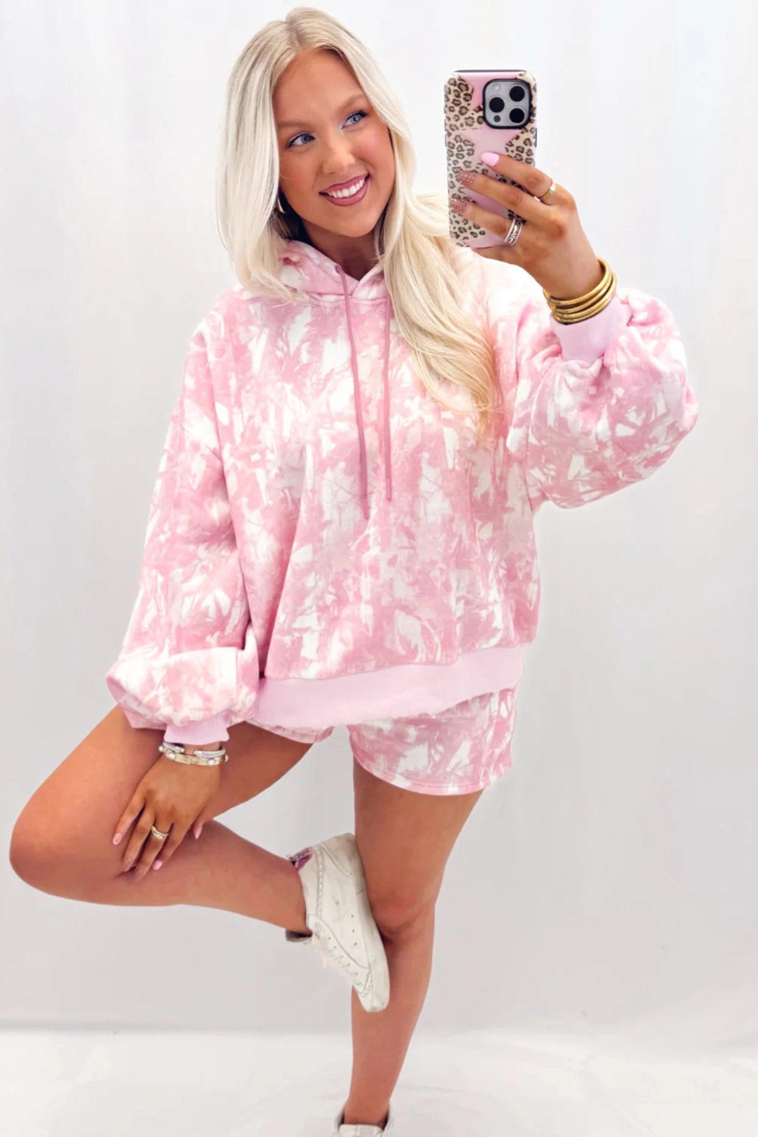 Pink Abstract Print Two Piece Set