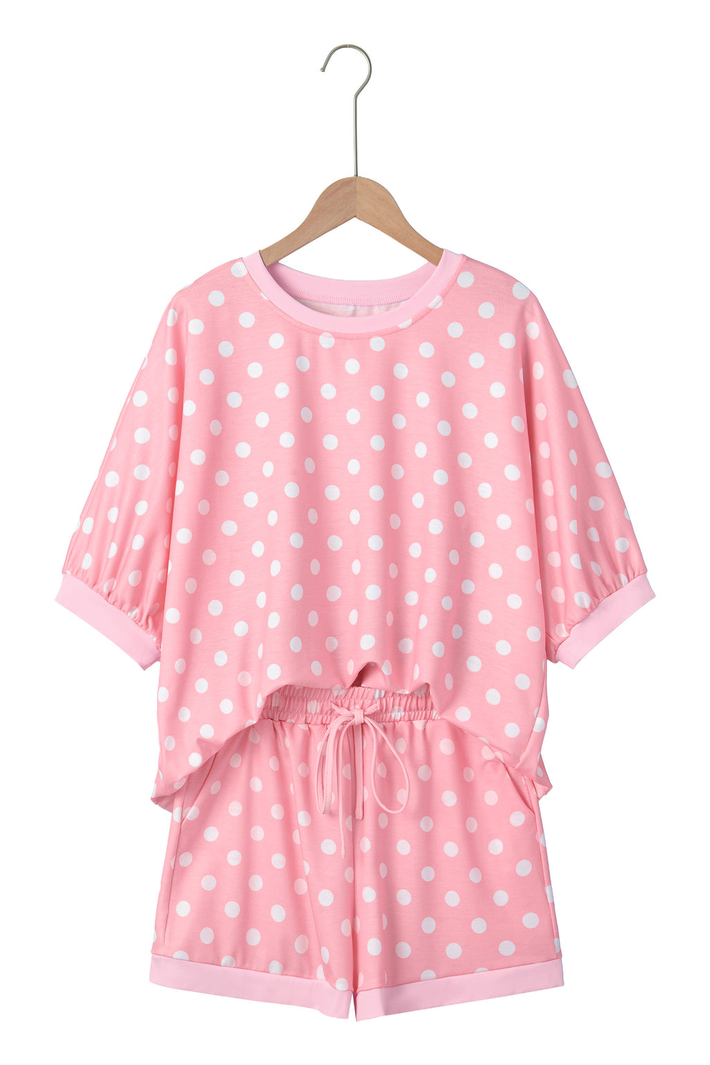 Polka Dot Oversized Top Drawstring Short Set