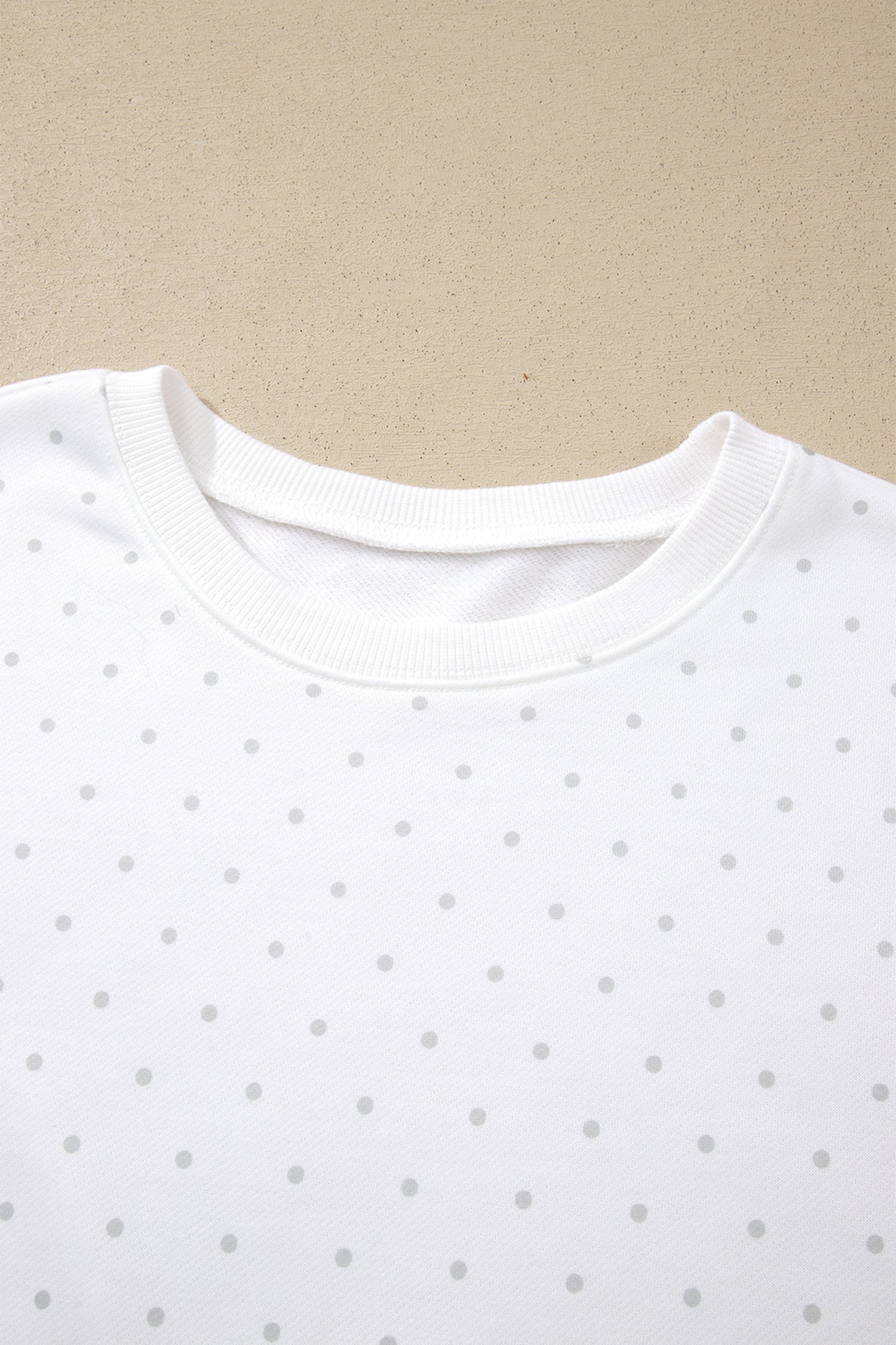 White Polka Dot Print Side Stripe Two Piece Set