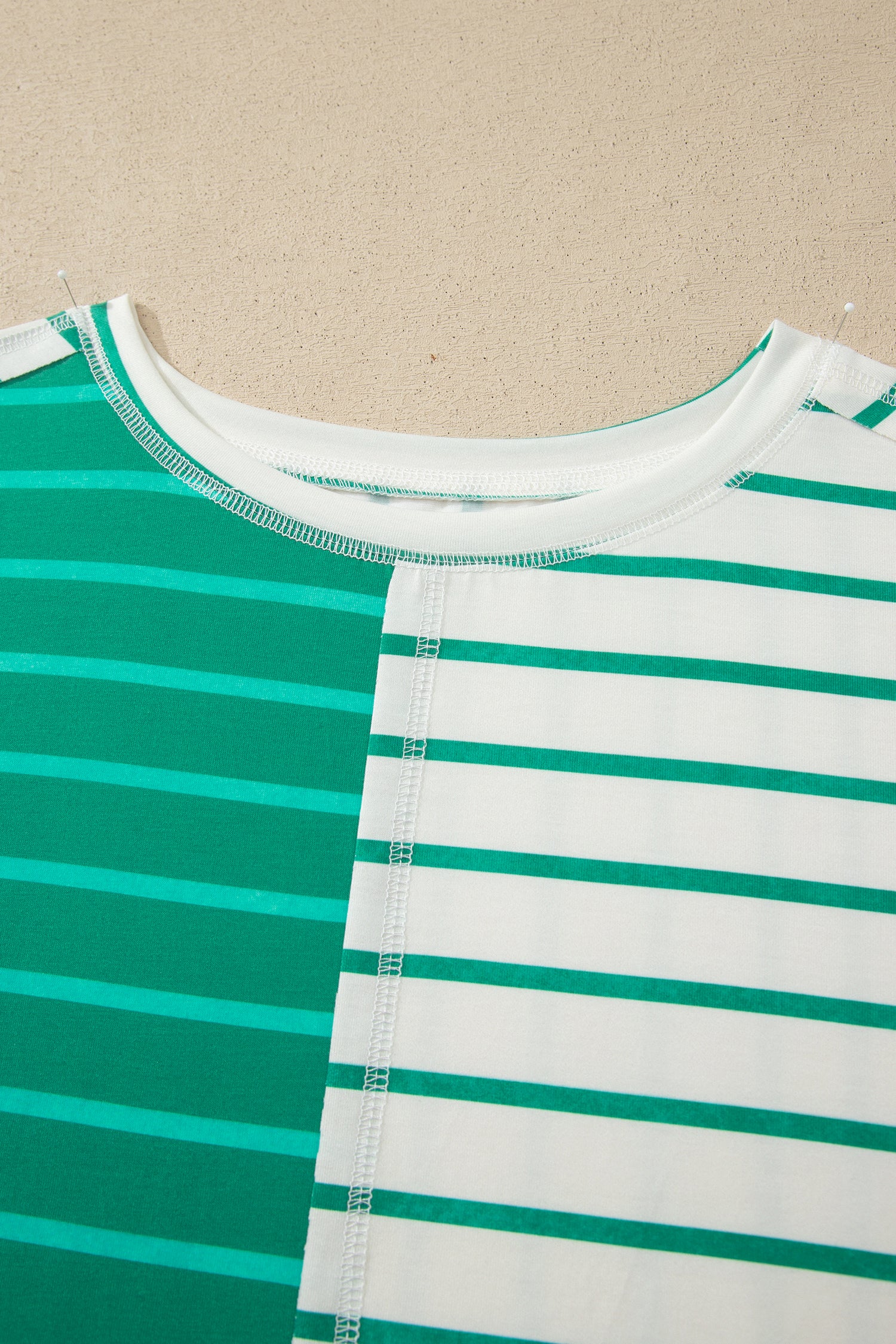 Stripe Colorblock 3/4 Sleeve Loose Top