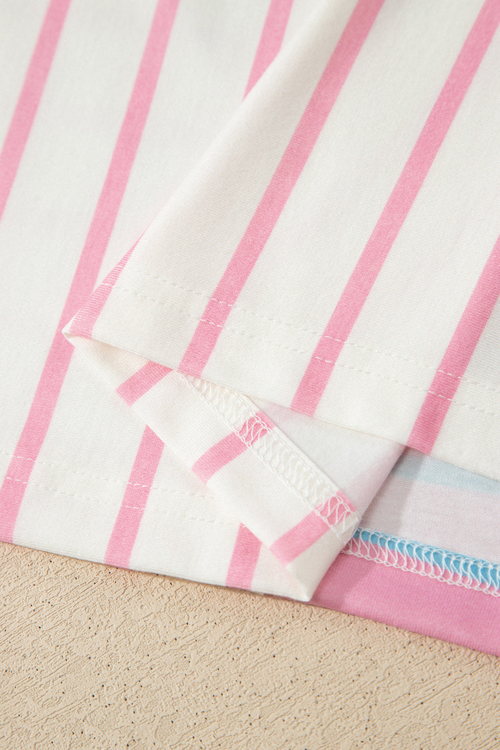 Stripe Colorblock 3/4 Sleeve Loose Top
