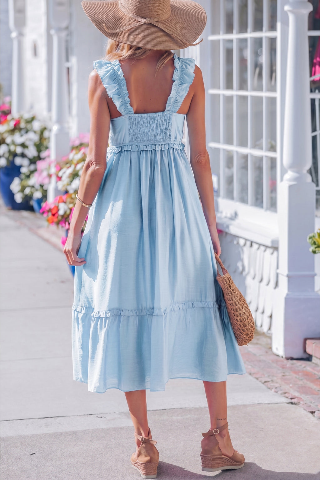 Ruffle Trim High Waist Sleeveless Maxi Dress