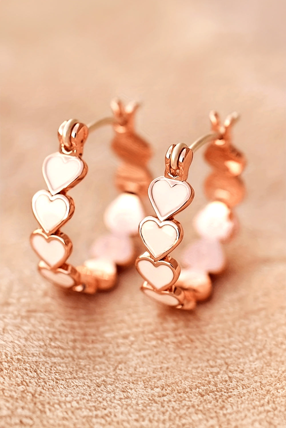 White Heart Shape Small Hook Earrings