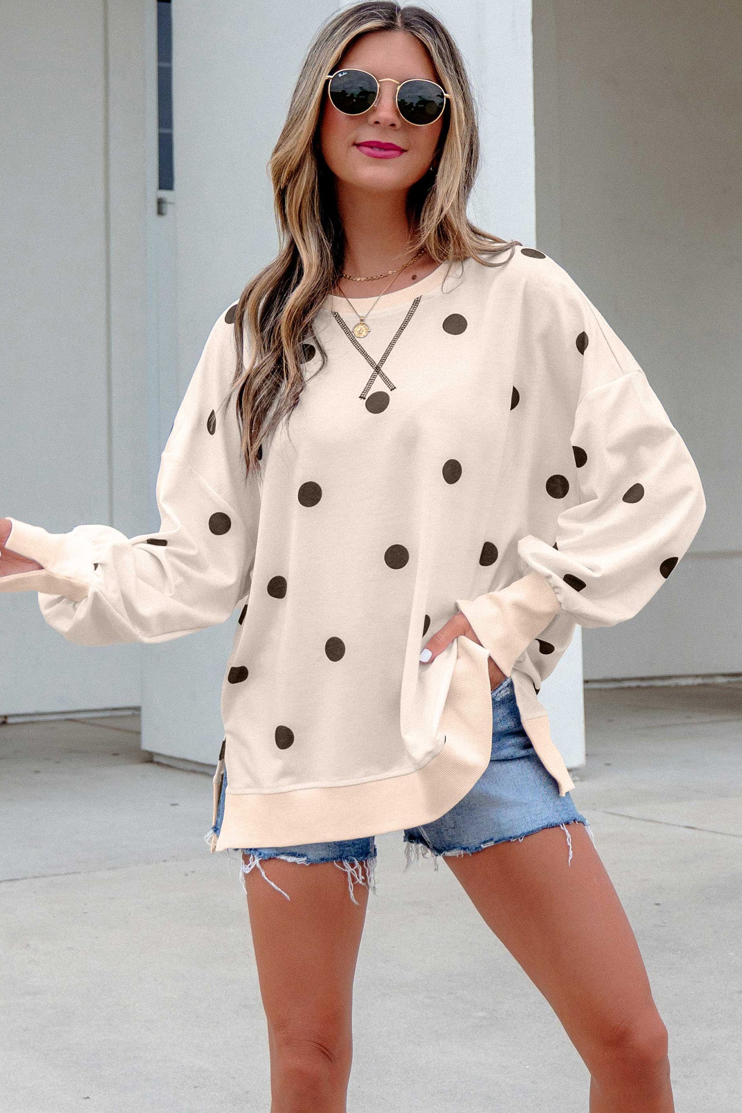 Long Sleeve Polka Dot Top