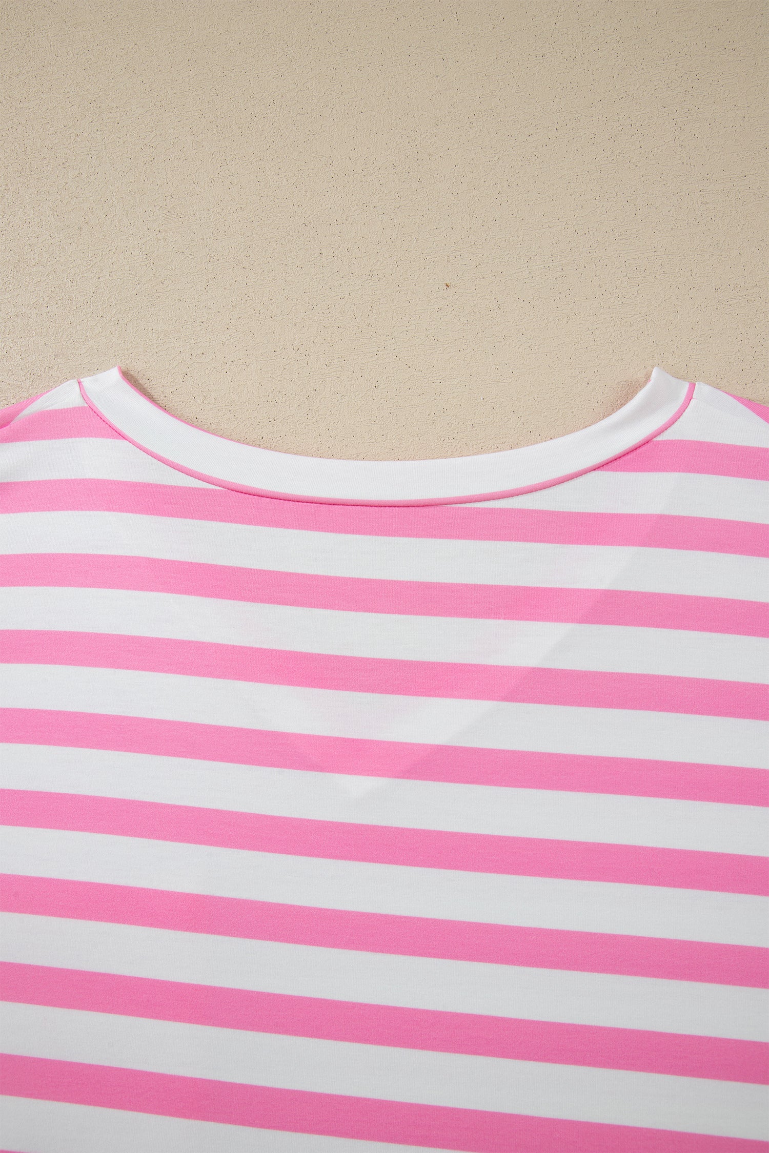 Pink Stripe Colorblock Patched Pocket V Neck Plus Size Tee