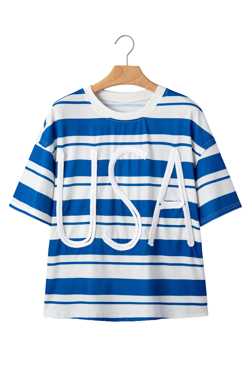 Blue Stripe USA Half Sleeve Loose Top