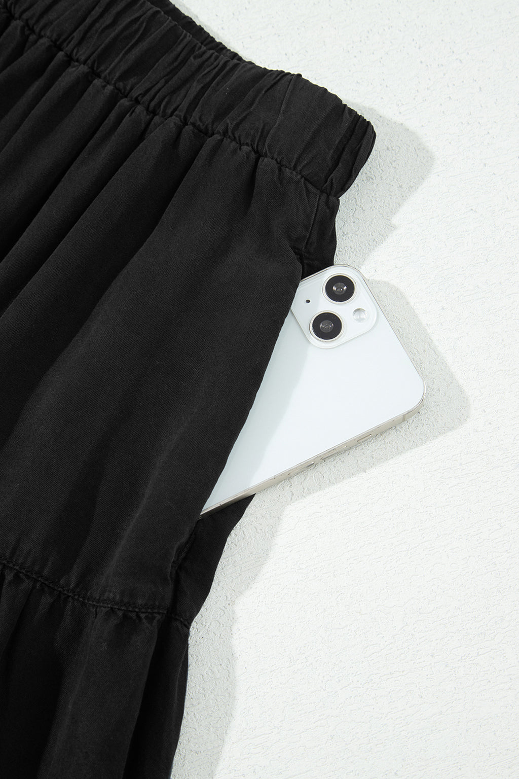 Elastic Waist Tiered Maxi Skirt