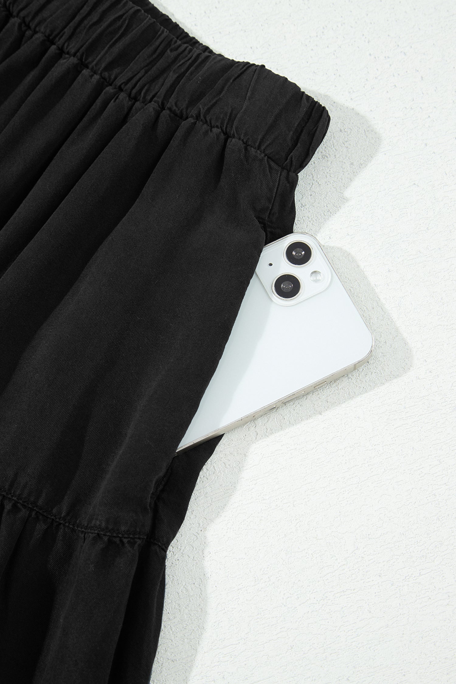 Elastic Waist Tiered Maxi Skirt