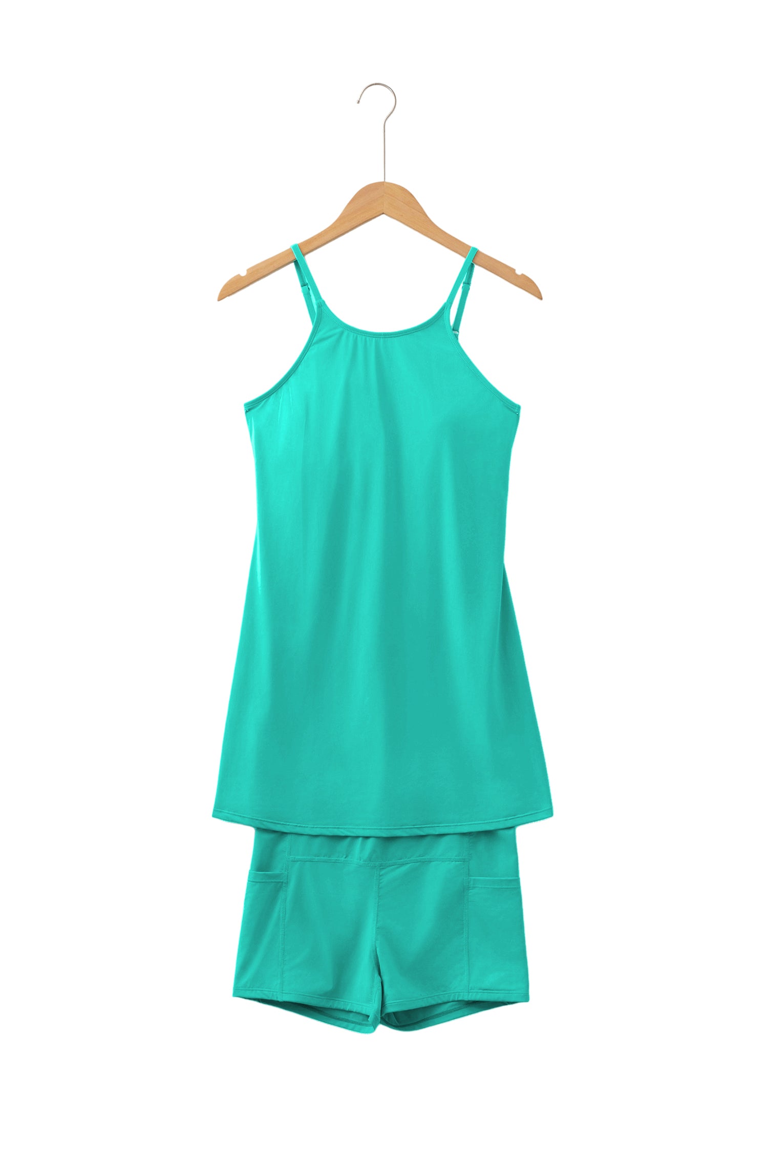 Solid Color Tunic Tank Dress With Shorts