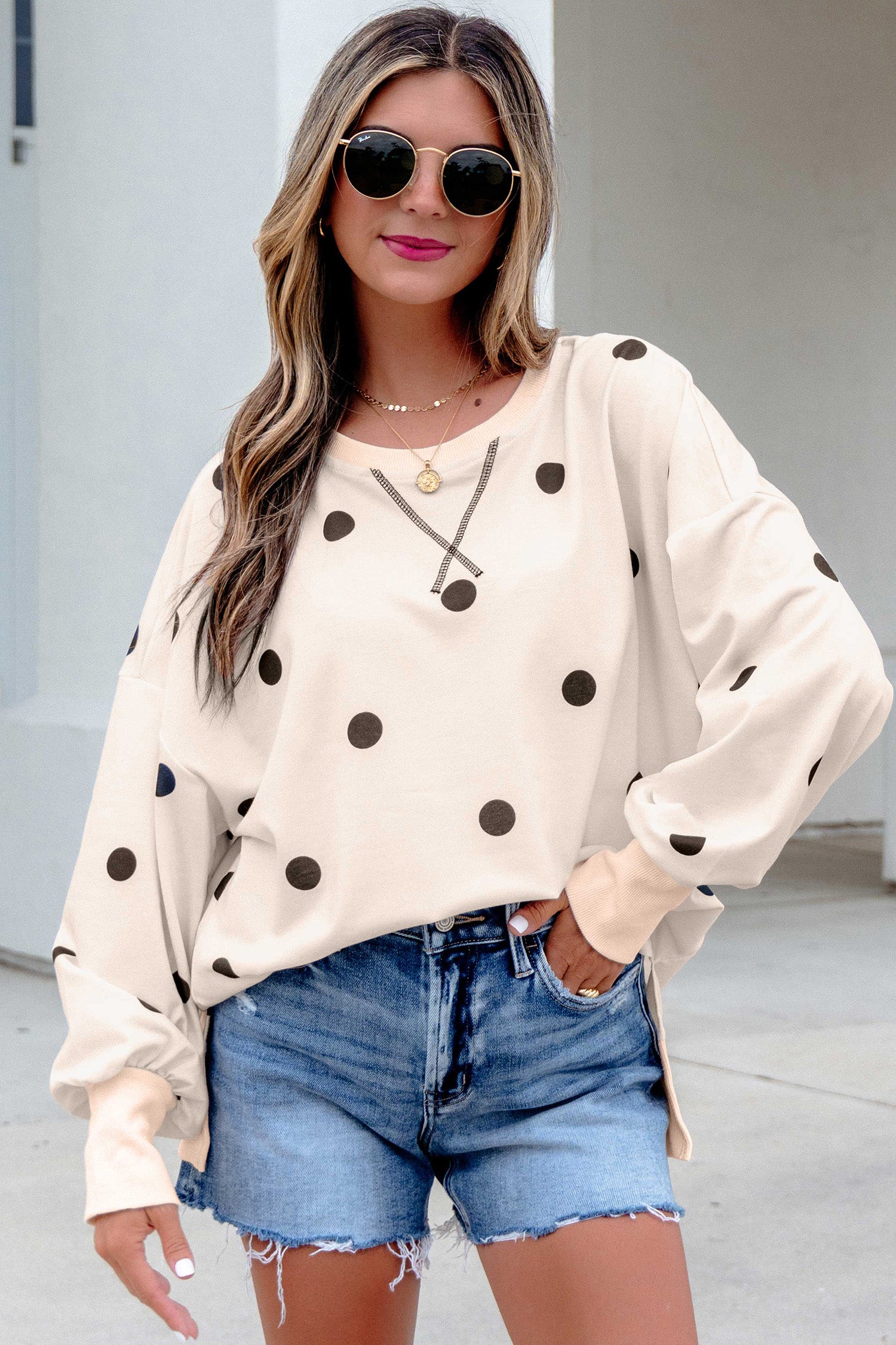 Long Sleeve Polka Dot Top