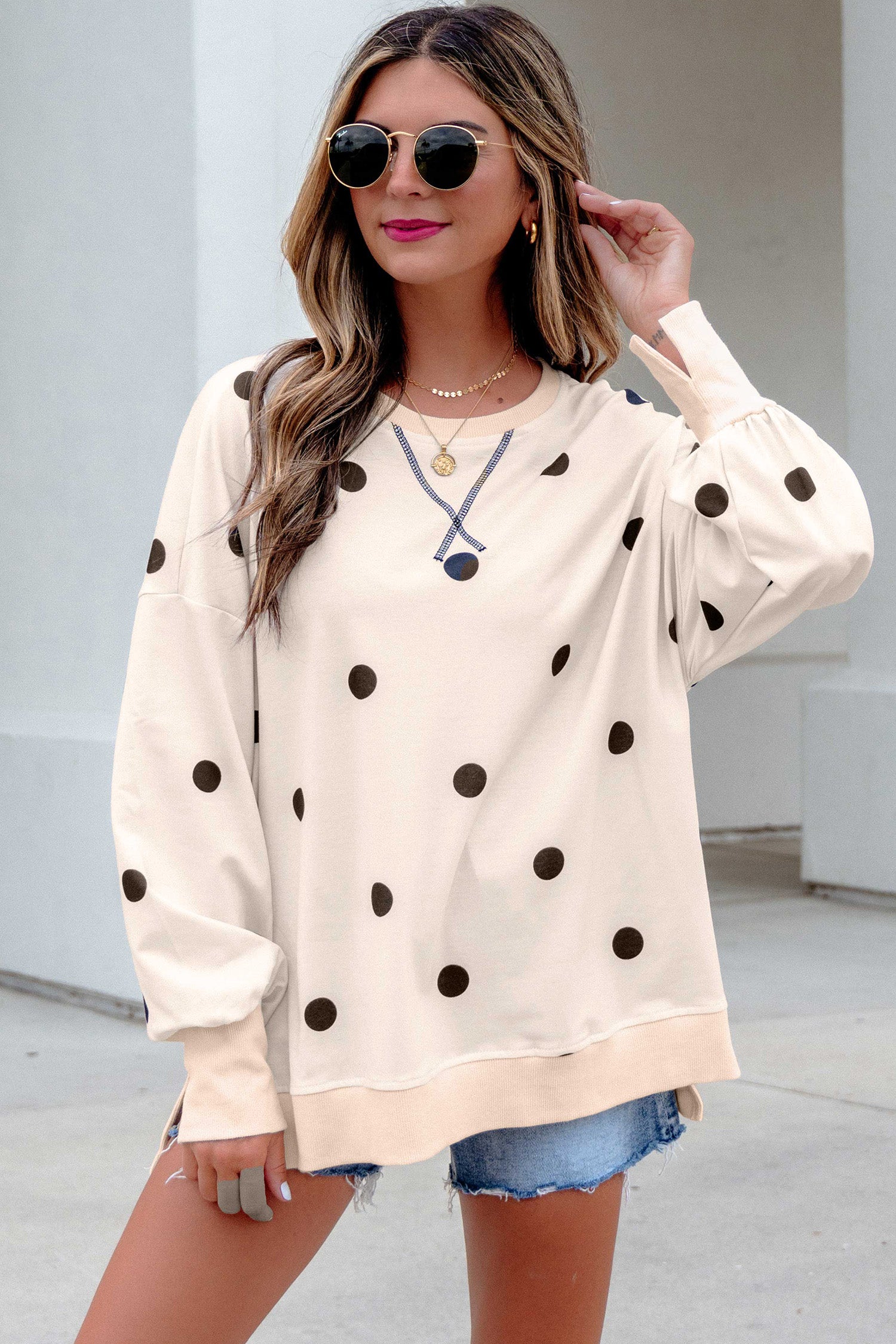Long Sleeve Polka Dot Top