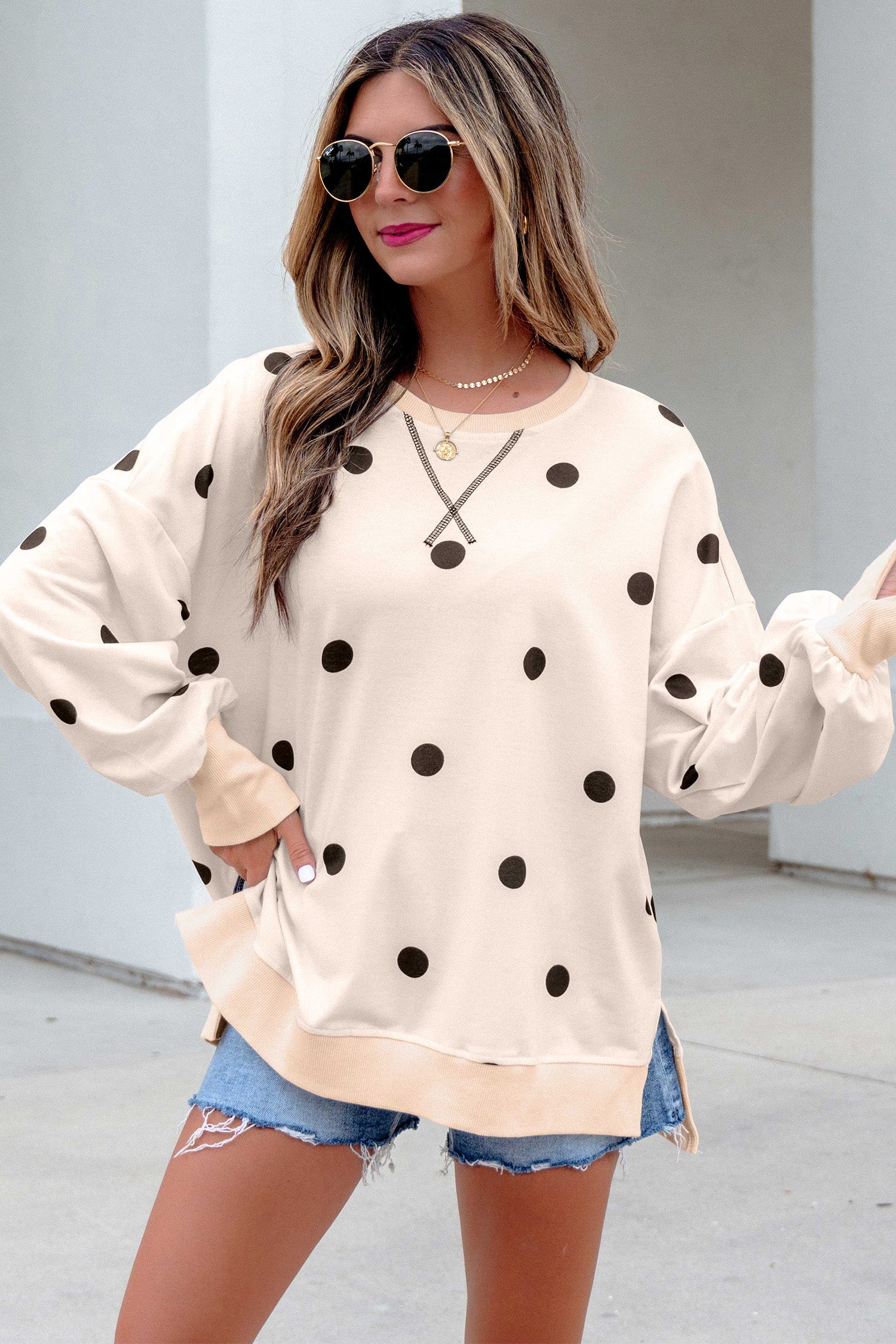 Long Sleeve Polka Dot Top