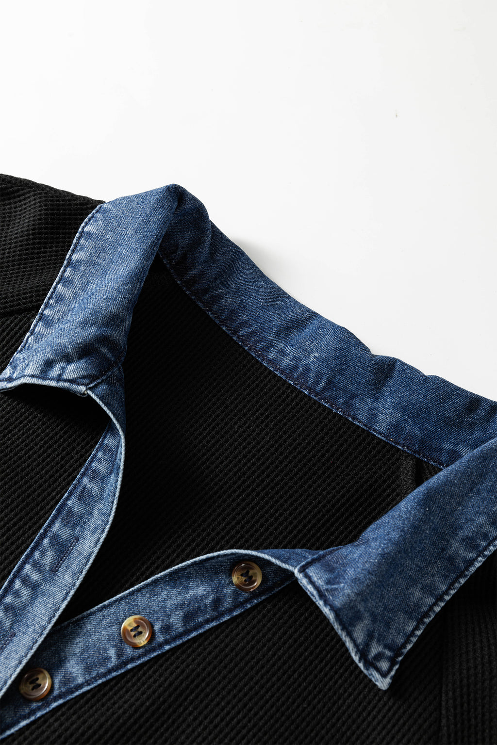 Black Denim Collar Short Sleeve Plus Size Shift Dress